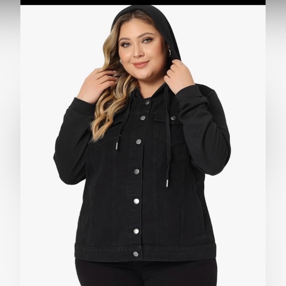 Wallflower Women's Black Jean Jacket with Hood - Picture 1 of 10